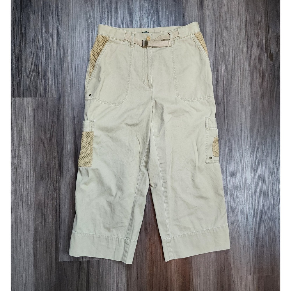 Vtg Lauren Ralph Lauren Safari Hunting Cargo Pants Womens Size 10 Khaki Cropped